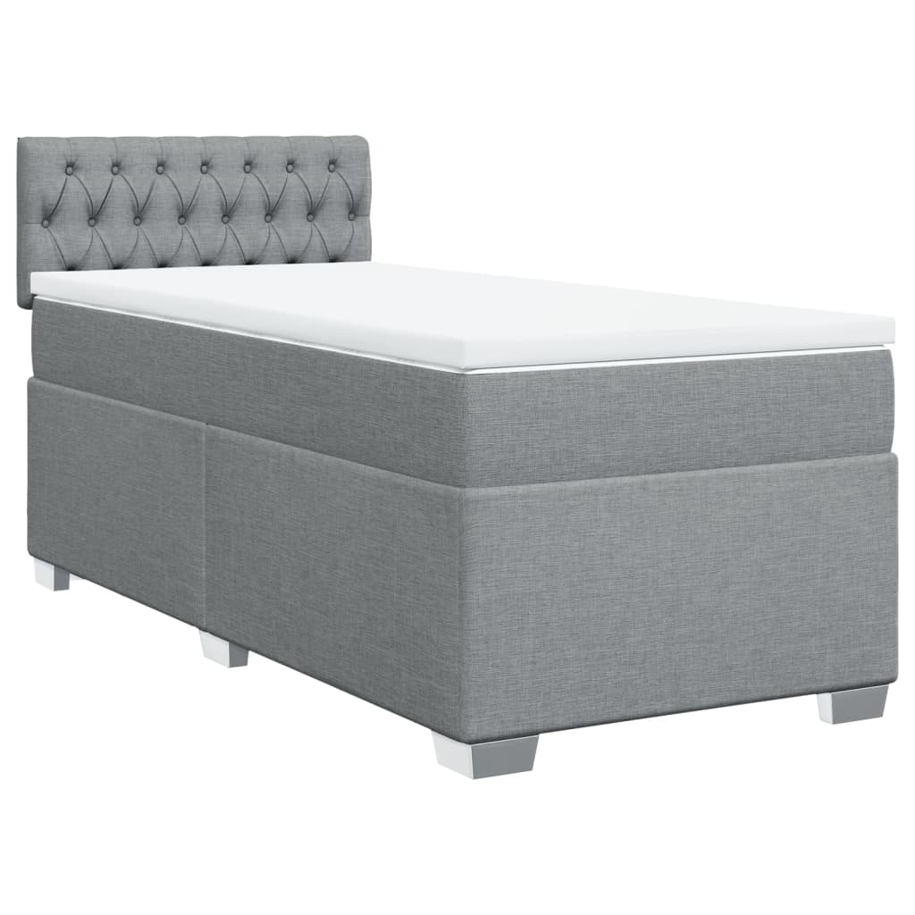 Boxspring met matras stof lichtgrijs 90x200 cm is nu te koop bij PeponiXL, paradijselijk wonen!