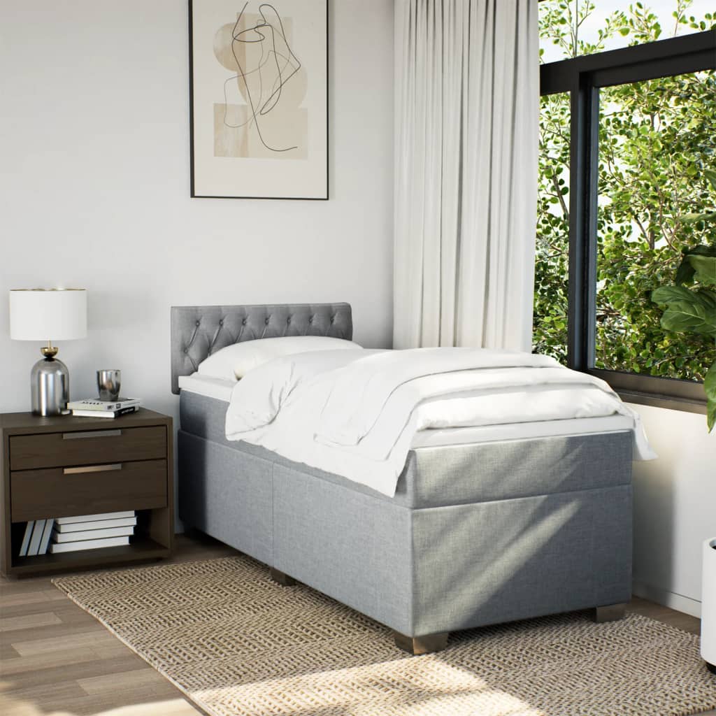 Boxspring met matras stof lichtgrijs 90x200 cm is nu te koop bij PeponiXL, paradijselijk wonen!