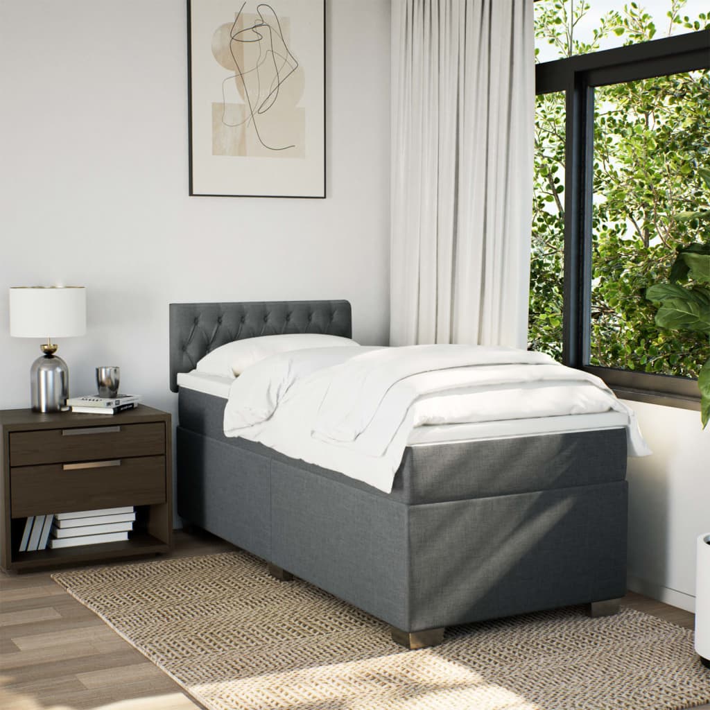 Boxspring met matras stof donkergrijs 90x200 cm is nu te koop bij PeponiXL, paradijselijk wonen!