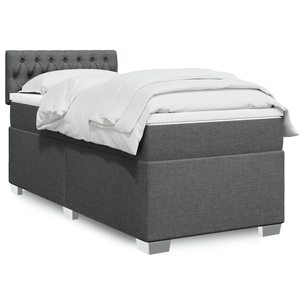 Boxspring met matras stof donkergrijs 90x200 cm is nu te koop bij PeponiXL, paradijselijk wonen!