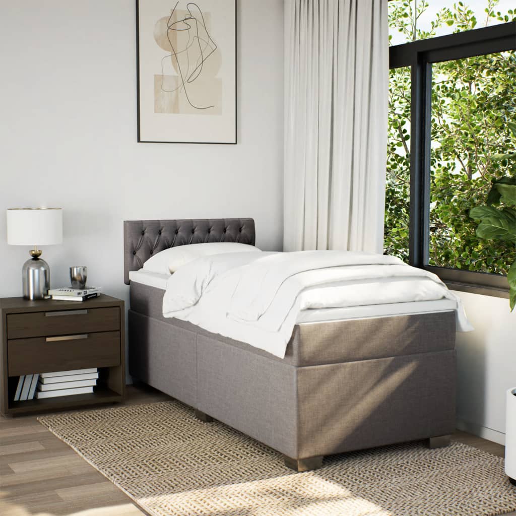 Boxspring met matras stof taupe 90x200 cm is nu te koop bij PeponiXL, paradijselijk wonen!