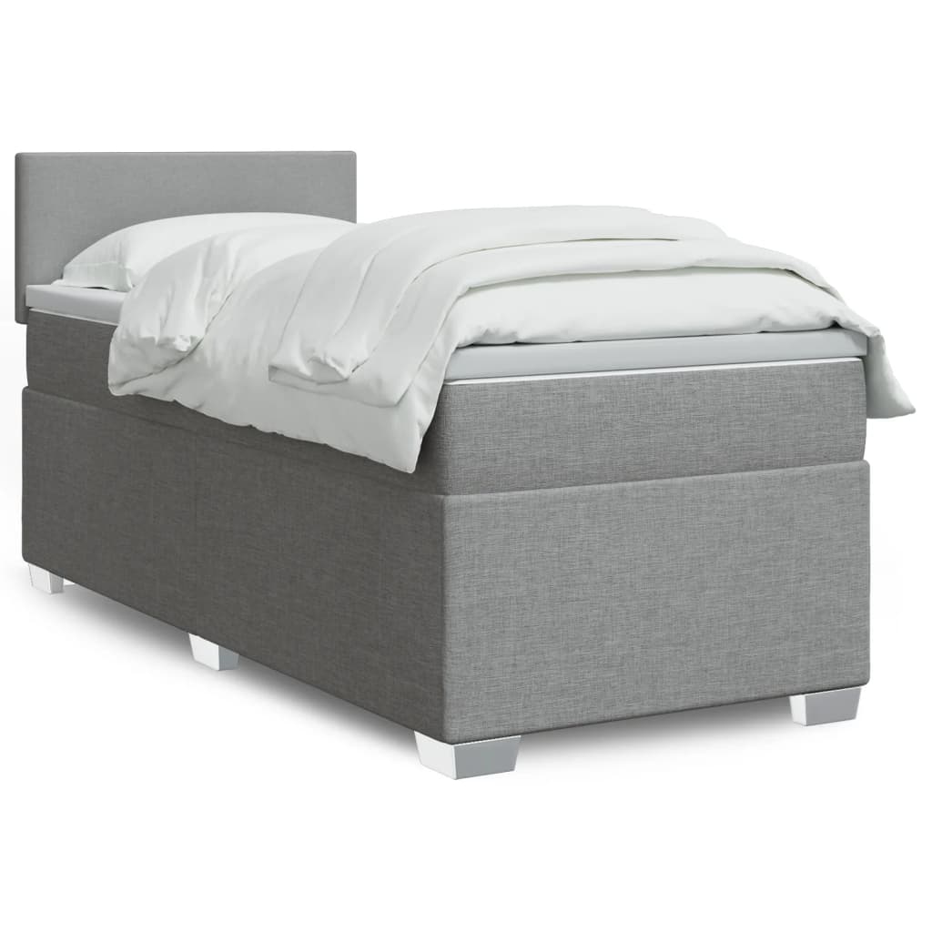 Boxspring met matras stof lichtgrijs 100x200 cm is nu te koop bij PeponiXL, paradijselijk wonen!