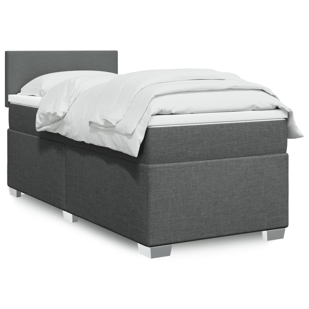 Boxspring met matras stof donkergrijs 100x200 cm is nu te koop bij PeponiXL, paradijselijk wonen!