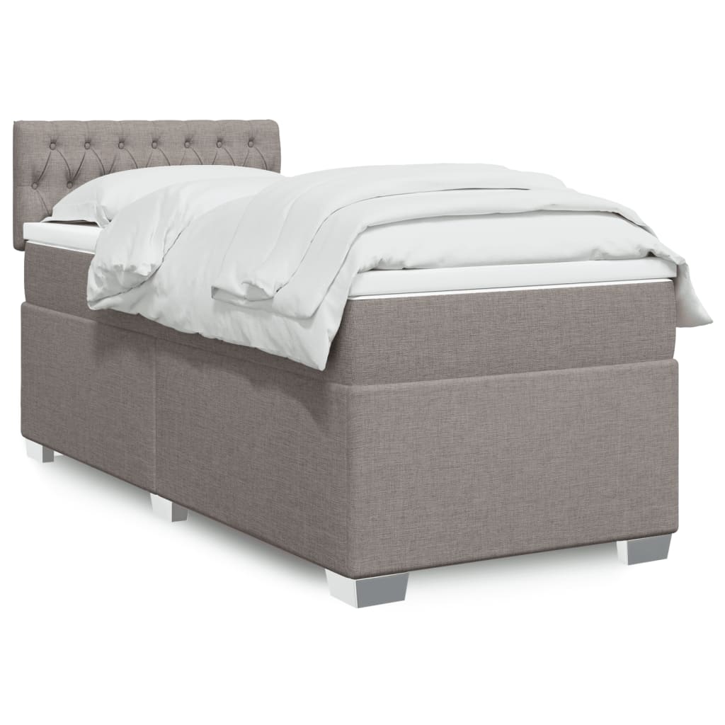 Boxspring met matras stof taupe 100x200 cm is nu te koop bij PeponiXL, paradijselijk wonen!