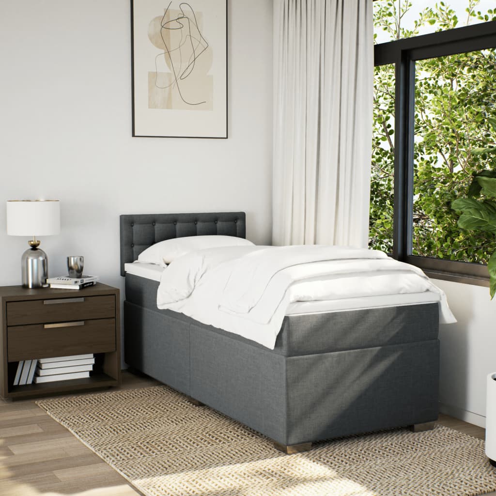Boxspring met matras stof donkergrijs 100x200 cm is nu te koop bij PeponiXL, paradijselijk wonen!