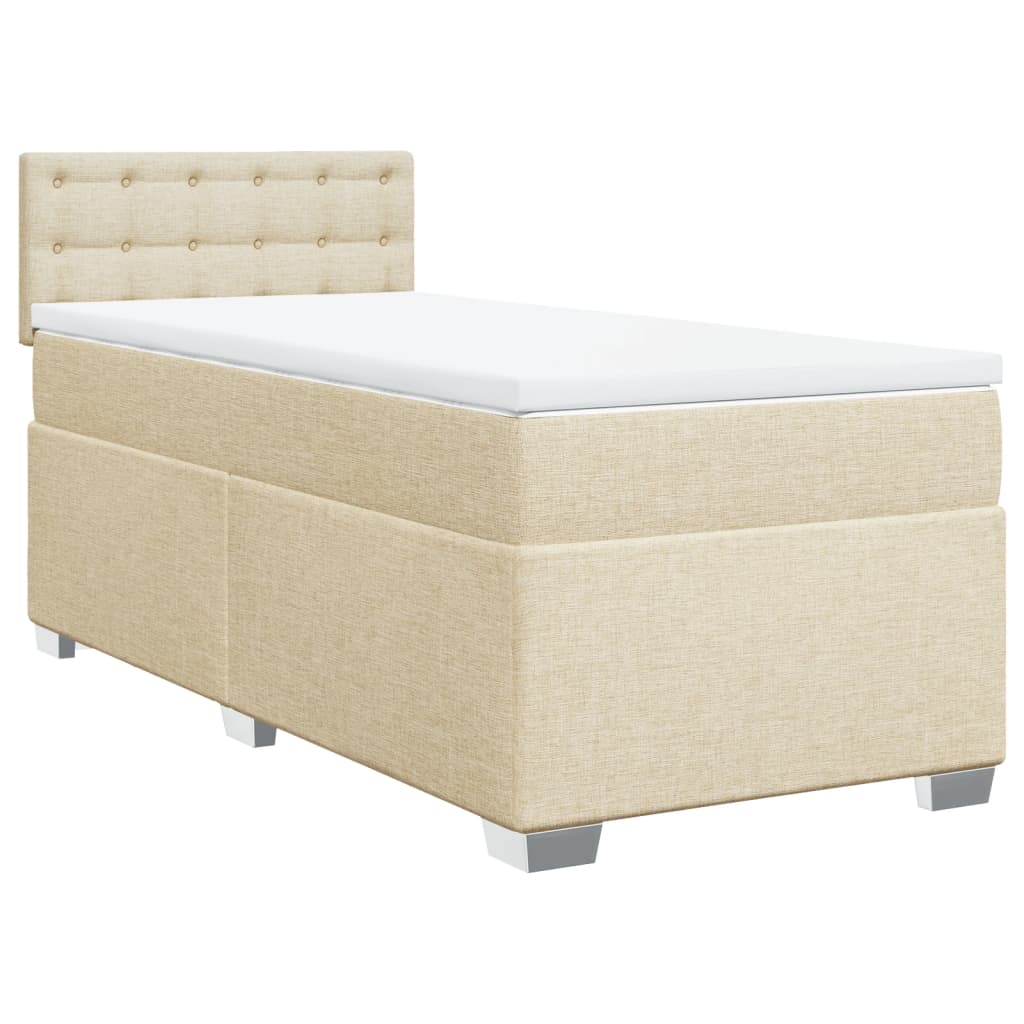 Boxspring met matras stof crèmekleurig 100x200 cm is nu te koop bij PeponiXL, paradijselijk wonen!
