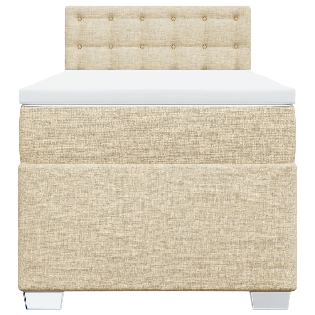 Boxspring met matras stof crèmekleurig 100x200 cm is nu te koop bij PeponiXL, paradijselijk wonen!