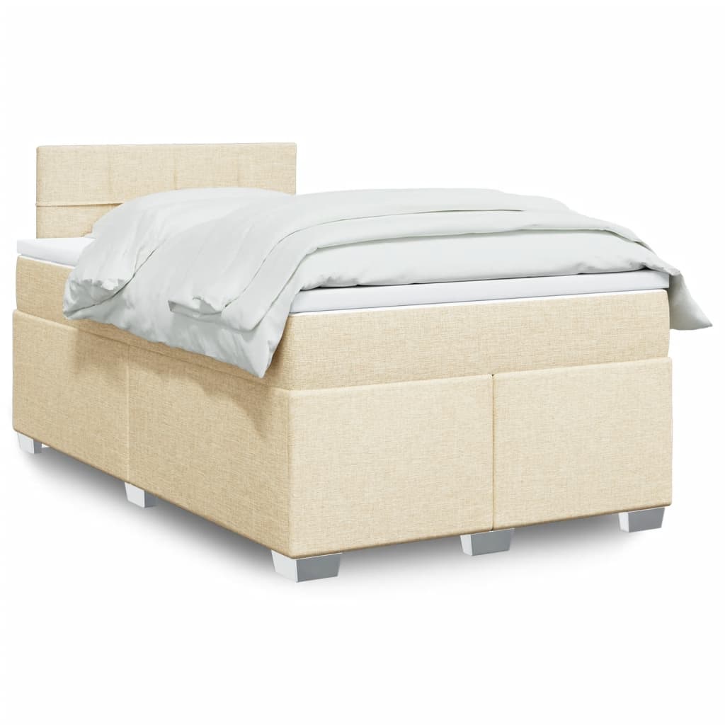 Boxspring met matras stof crèmekleurig 120x190 cm is nu te koop bij PeponiXL, paradijselijk wonen!