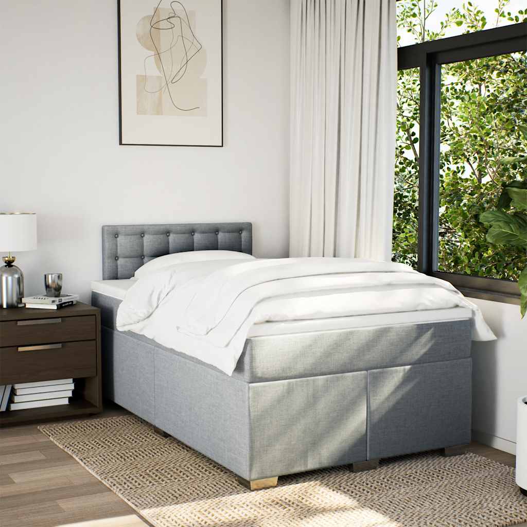 Boxspring met matras stof lichtgrijs 120x190 cm is nu te koop bij PeponiXL, paradijselijk wonen!