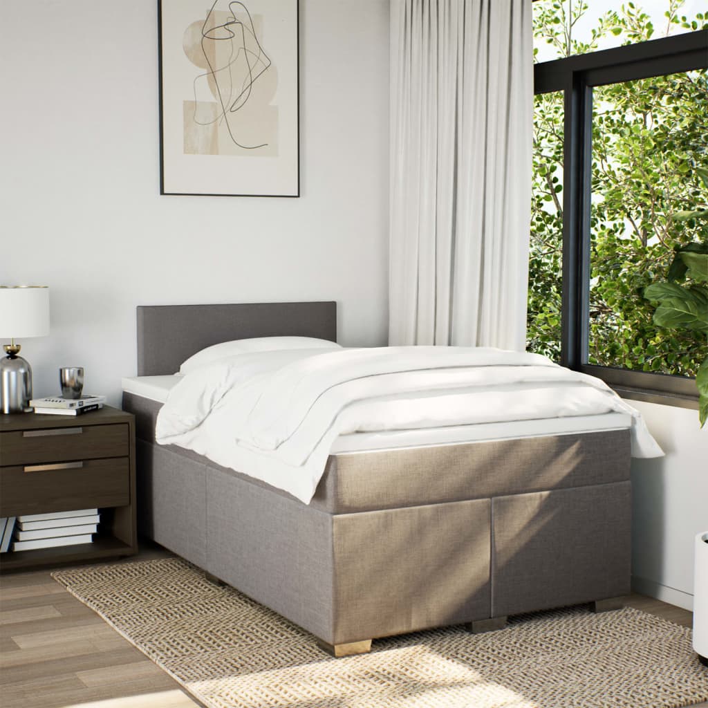 Boxspring met matras stof taupe 120x200 cm is nu te koop bij PeponiXL, paradijselijk wonen!