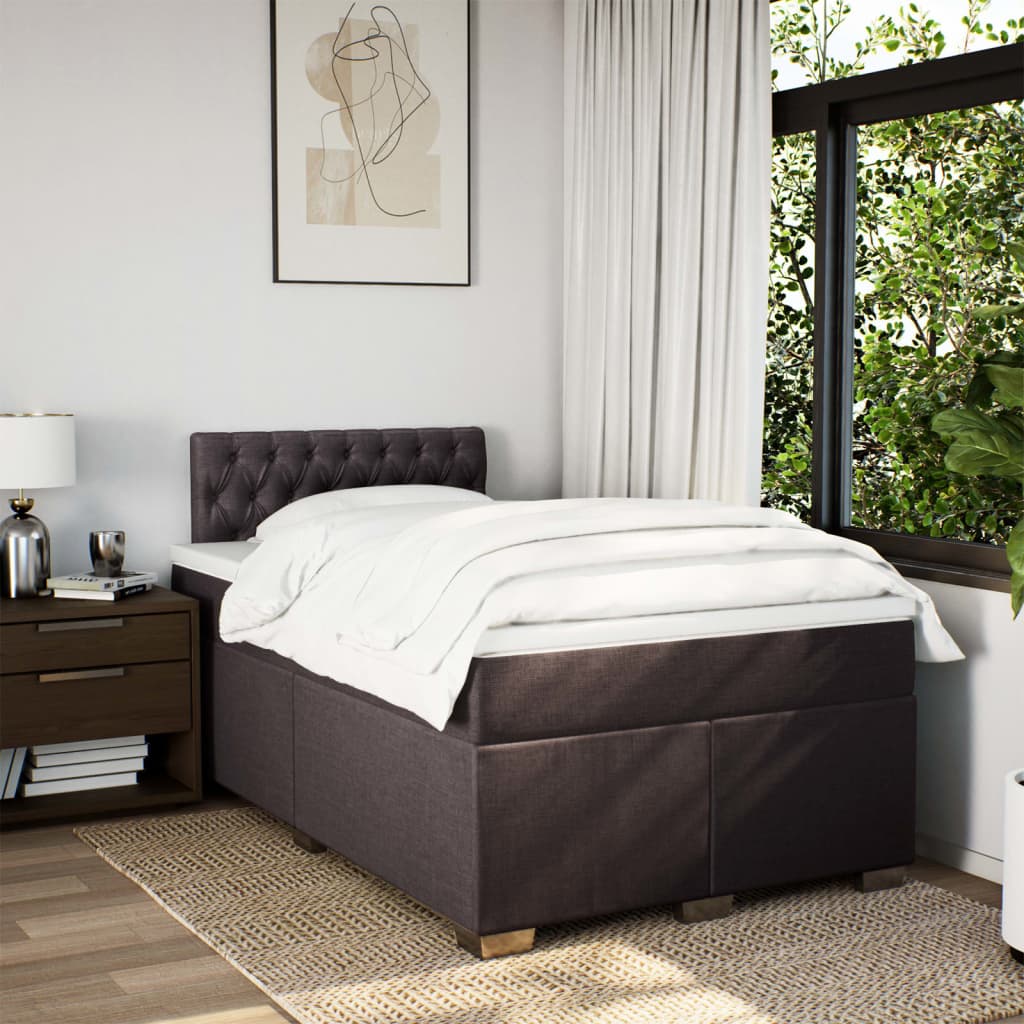 Boxspring met matras stof donkerbruin 120x200 cm is nu te koop bij PeponiXL, paradijselijk wonen!
