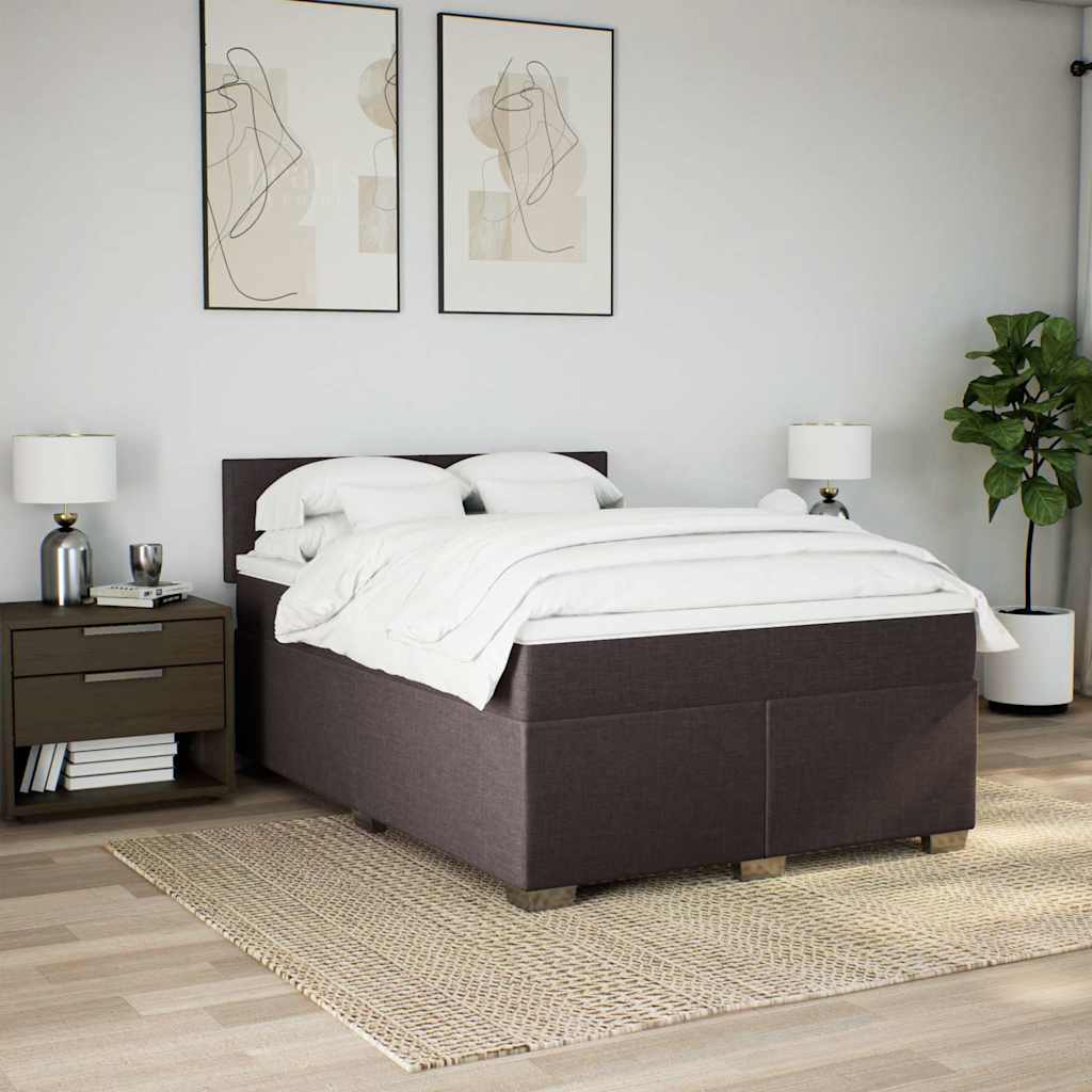 Boxspring met matras stof donkerbruin 140x190 cm is nu te koop bij PeponiXL, paradijselijk wonen!