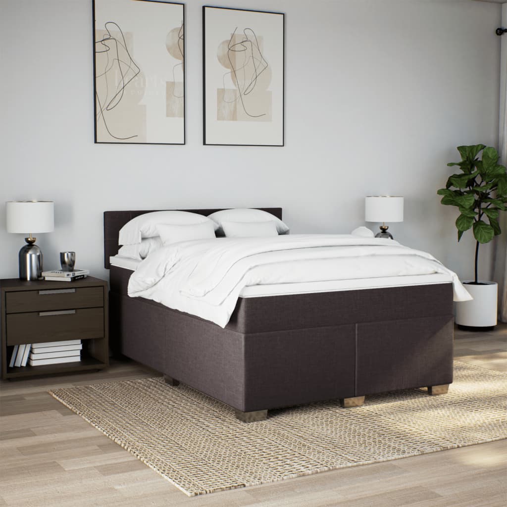 Boxspring met matras stof donkerbruin 140x190 cm is nu te koop bij PeponiXL, paradijselijk wonen!