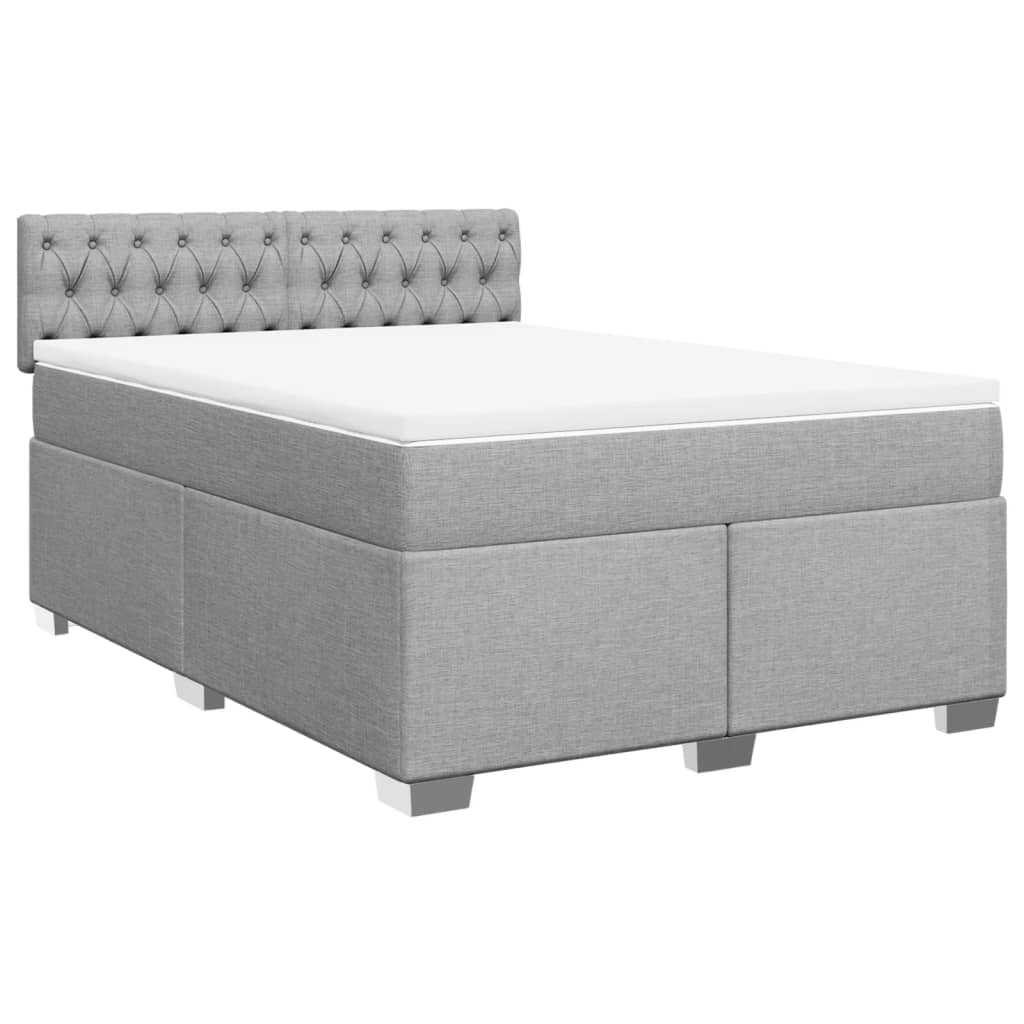 Boxspring met matras stof lichtgrijs 140x190 cm is nu te koop bij PeponiXL, paradijselijk wonen!