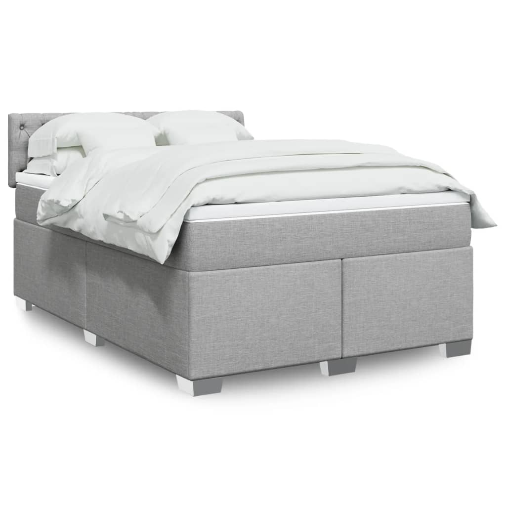 Boxspring met matras stof lichtgrijs 140x190 cm is nu te koop bij PeponiXL, paradijselijk wonen!