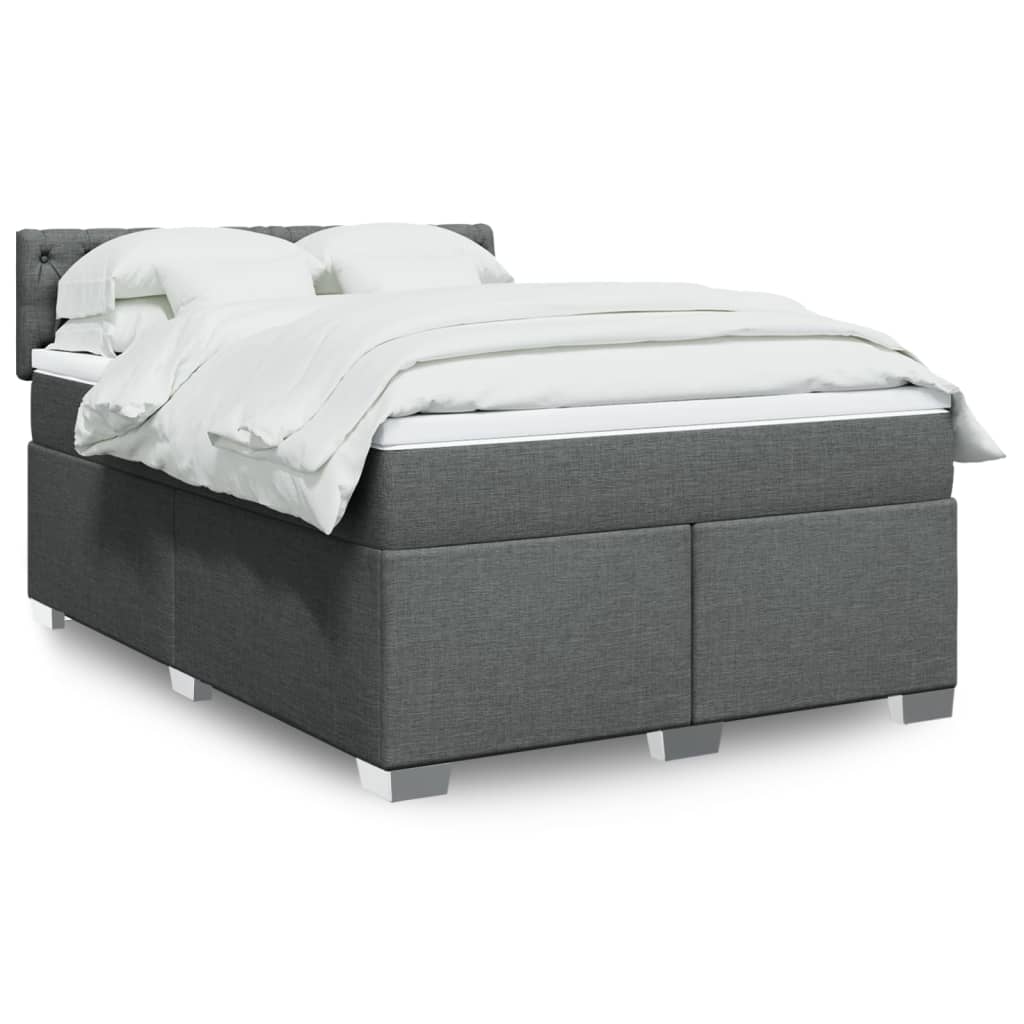 Boxspring met matras stof donkergrijs 140x190 cm is nu te koop bij PeponiXL, paradijselijk wonen!