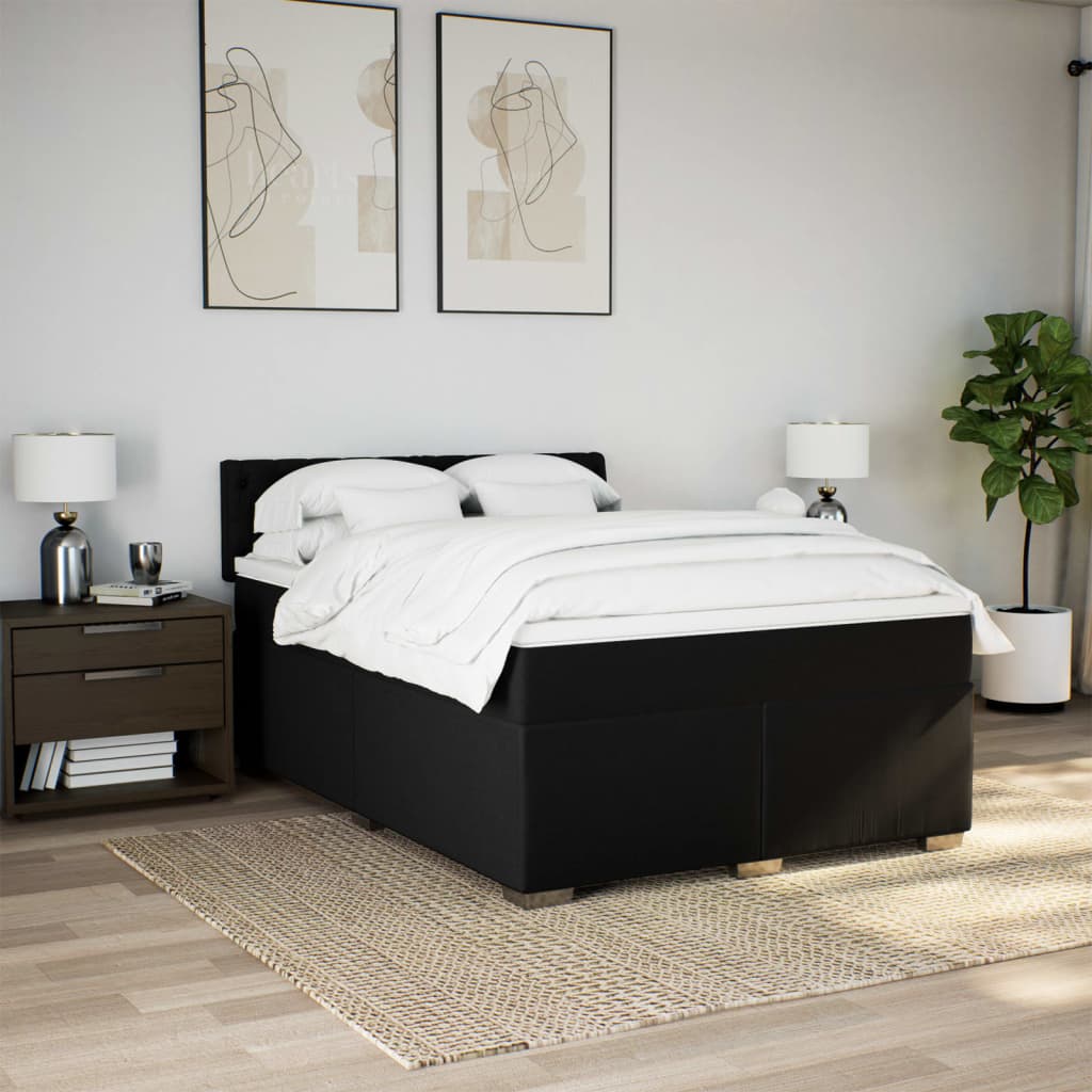 Boxspring met matras stof zwart 140x190 cm is nu te koop bij PeponiXL, paradijselijk wonen!