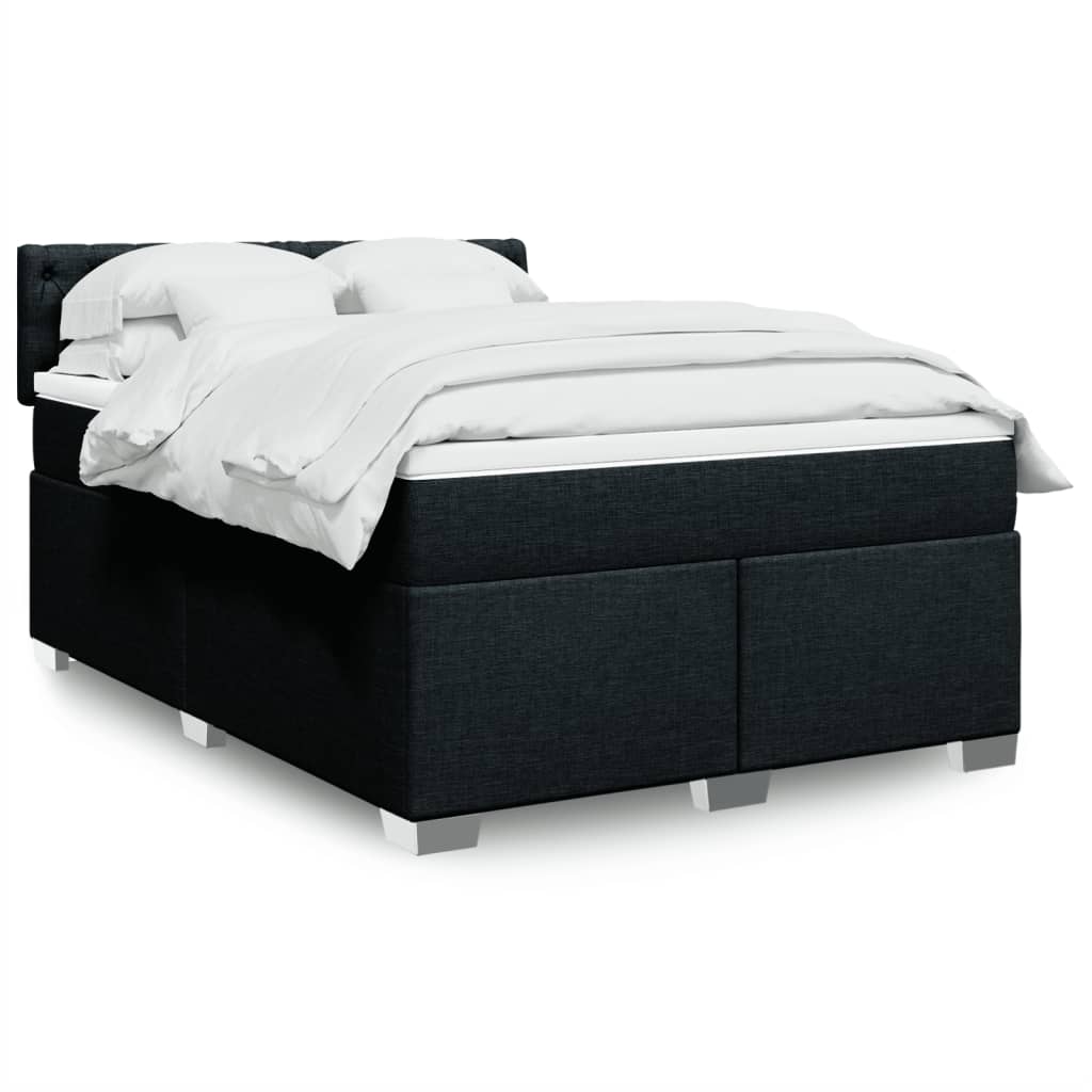 Boxspring met matras stof zwart 140x190 cm is nu te koop bij PeponiXL, paradijselijk wonen!