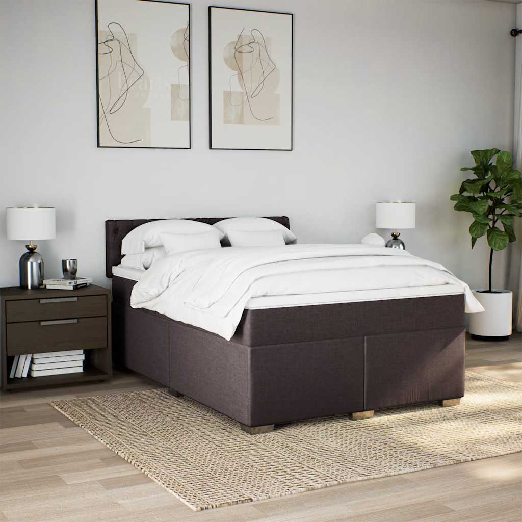 Boxspring met matras stof donkerbruin 140x190 cm is nu te koop bij PeponiXL, paradijselijk wonen!