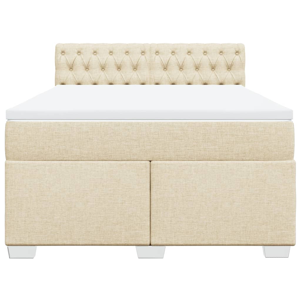 Boxspring met matras stof crèmekleurig 140x190 cm is nu te koop bij PeponiXL, paradijselijk wonen!
