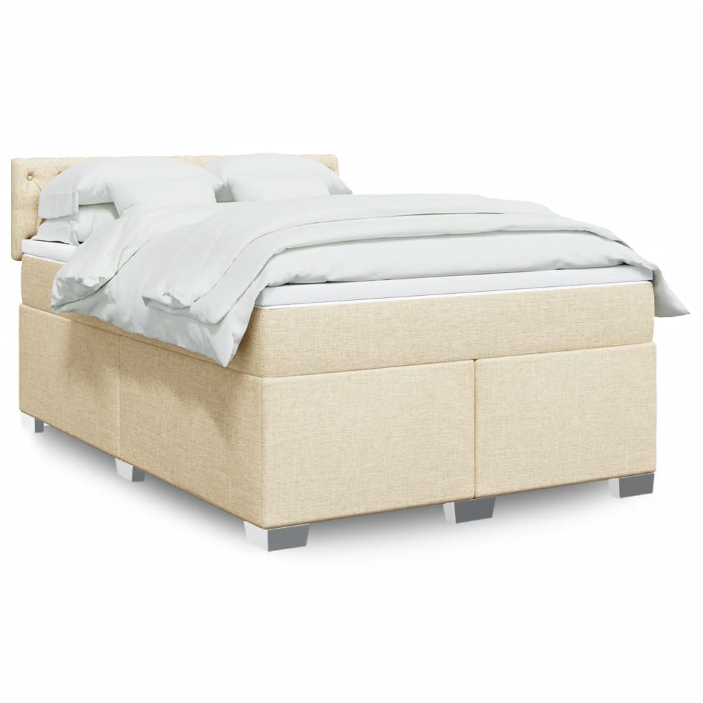 Boxspring met matras stof crèmekleurig 140x190 cm is nu te koop bij PeponiXL, paradijselijk wonen!