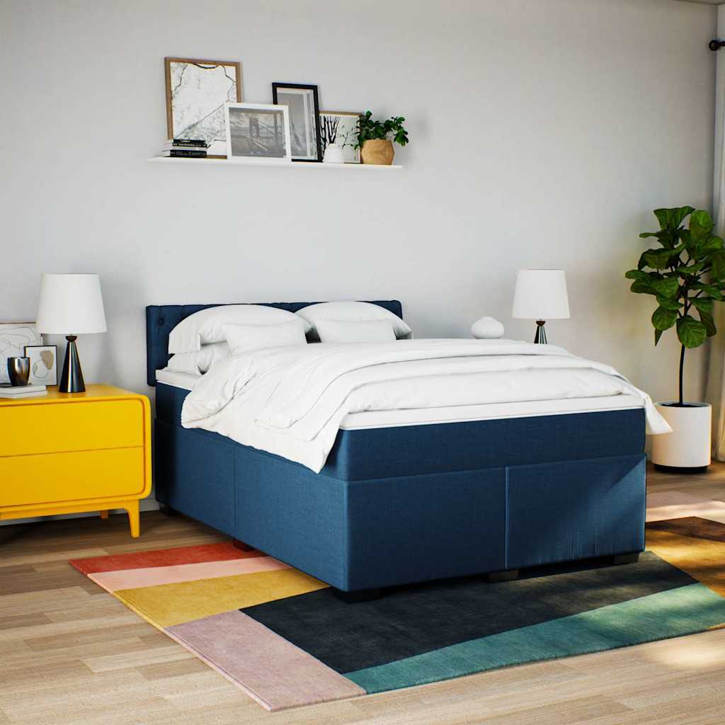 Boxspring met matras stof blauw 140x190 cm is nu te koop bij PeponiXL, paradijselijk wonen!