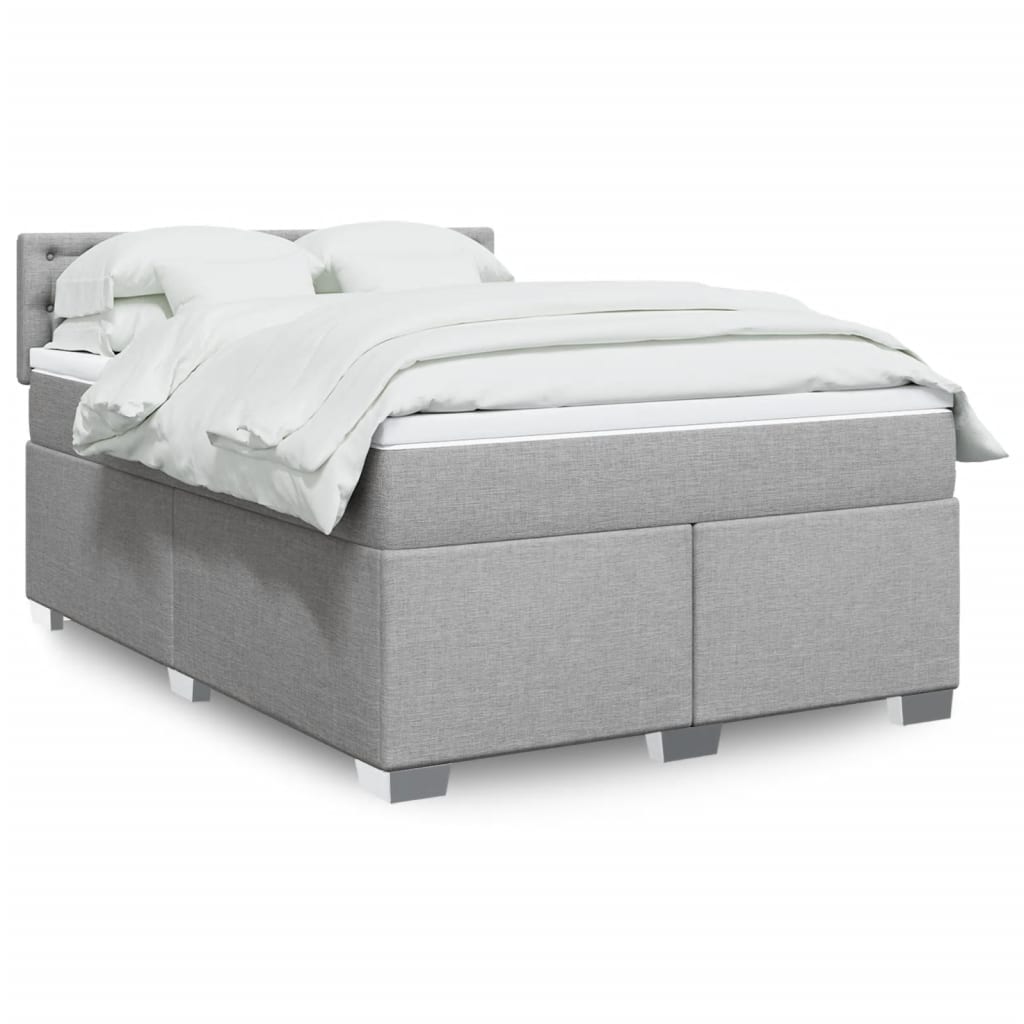 Boxspring met matras stof lichtgrijs 140x190 cm is nu te koop bij PeponiXL, paradijselijk wonen!