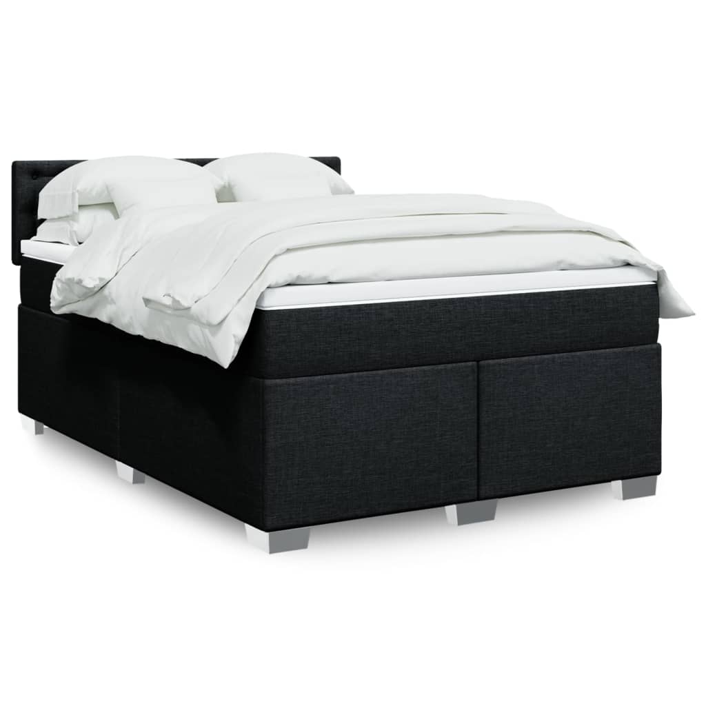 Boxspring met matras stof zwart 140x190 cm is nu te koop bij PeponiXL, paradijselijk wonen!