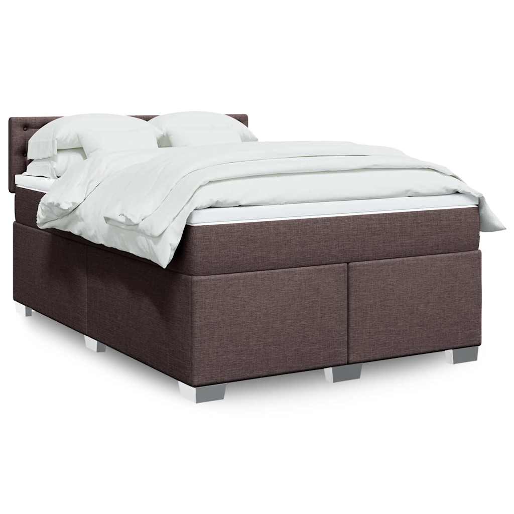 Boxspring met matras stof donkerbruin 140x190 cm is nu te koop bij PeponiXL, paradijselijk wonen!