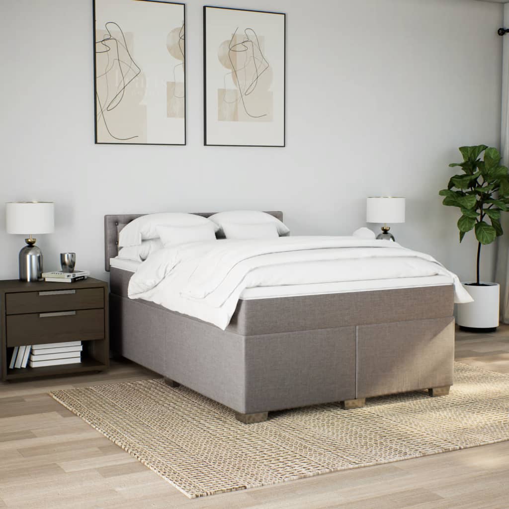 Boxspring met matras stof taupe 140x190 cm is nu te koop bij PeponiXL, paradijselijk wonen!