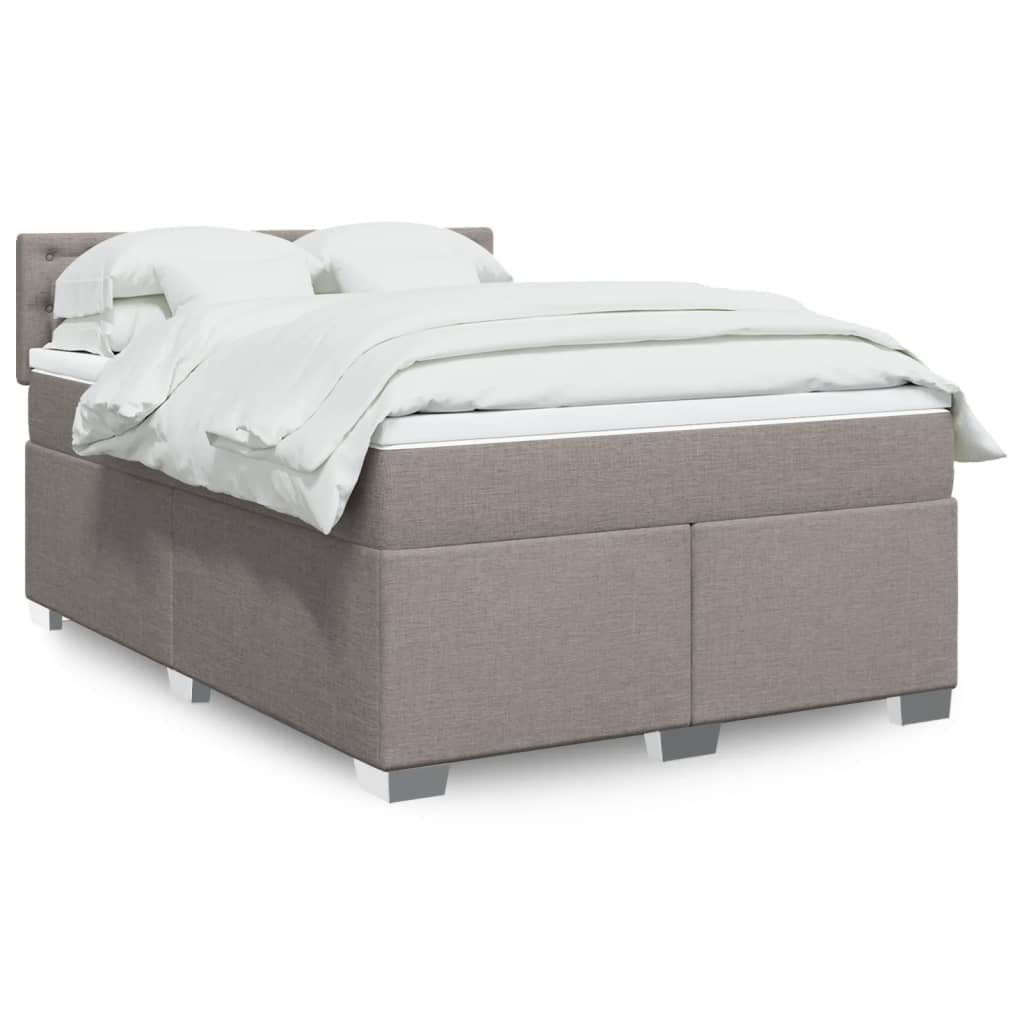 Boxspring met matras stof taupe 140x190 cm is nu te koop bij PeponiXL, paradijselijk wonen!