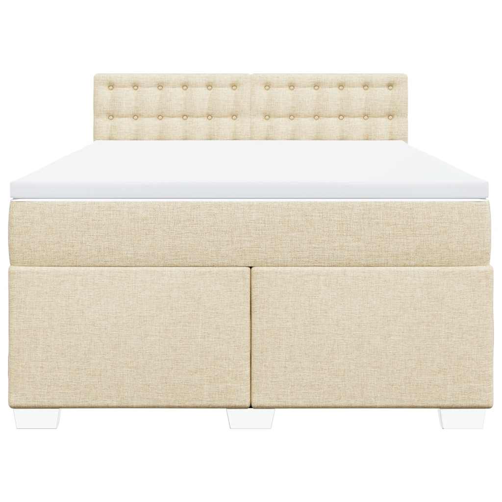 Boxspring met matras stof crèmekleurig 140x190 cm is nu te koop bij PeponiXL, paradijselijk wonen!