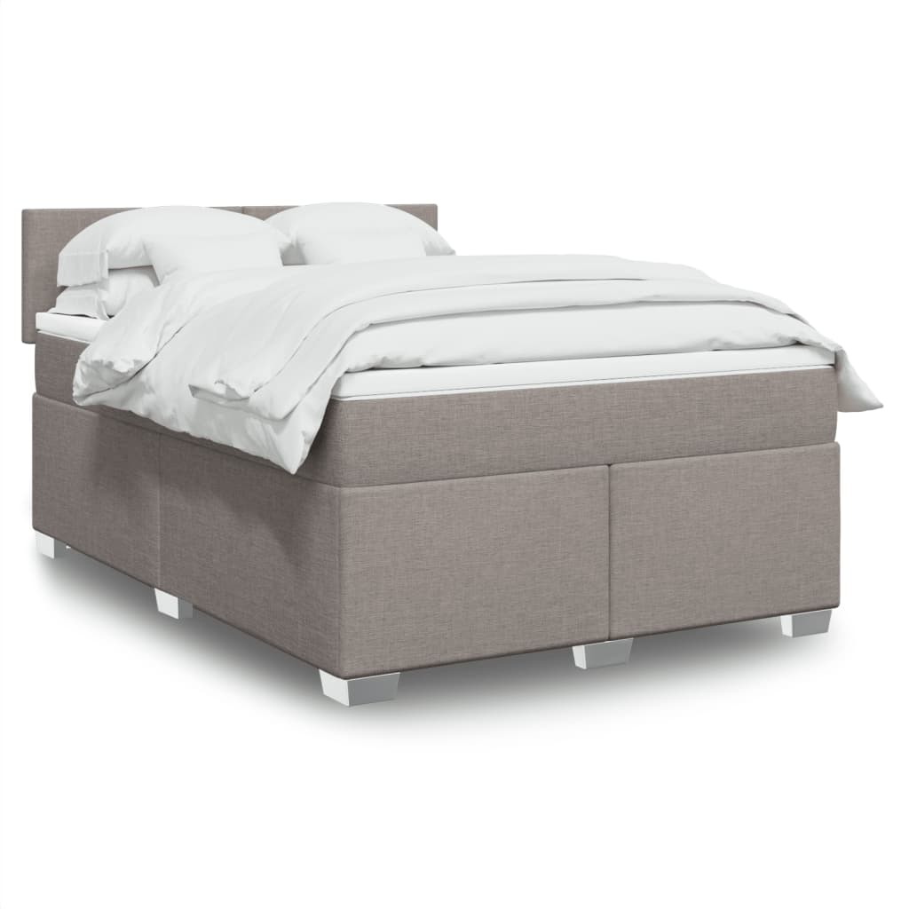 Boxspring met matras stof taupe 140x200 cm is nu te koop bij PeponiXL, paradijselijk wonen!