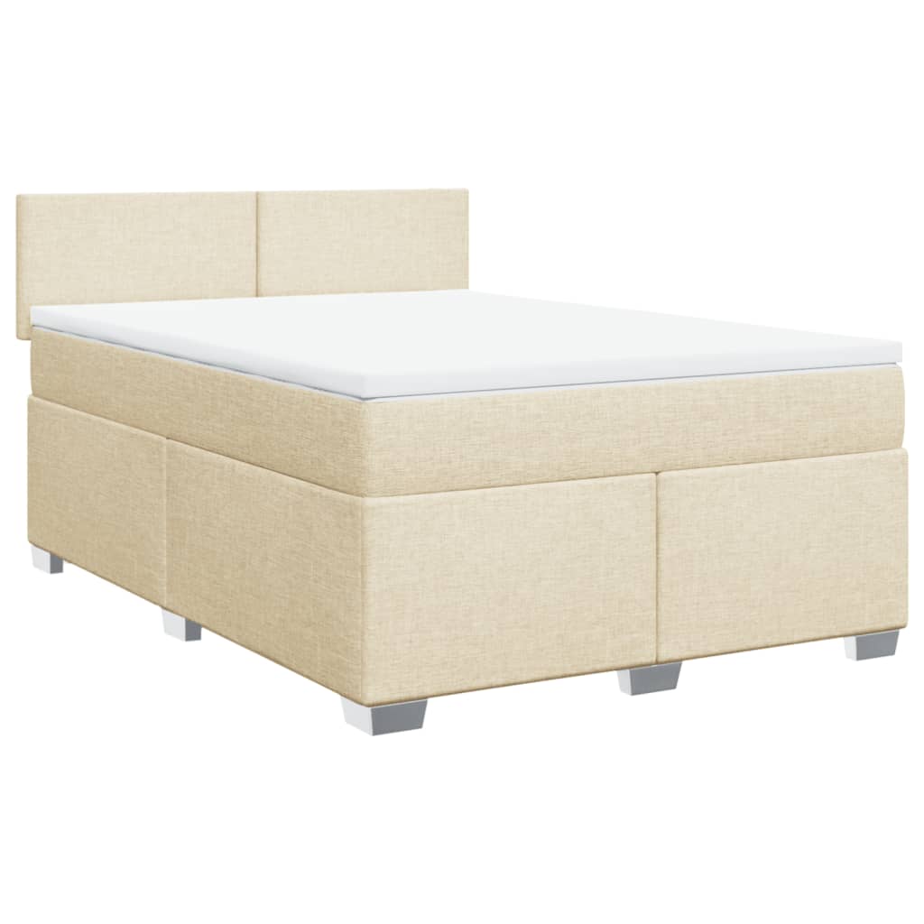 Boxspring met matras stof crèmekleurig 140x200 cm is nu te koop bij PeponiXL, paradijselijk wonen!