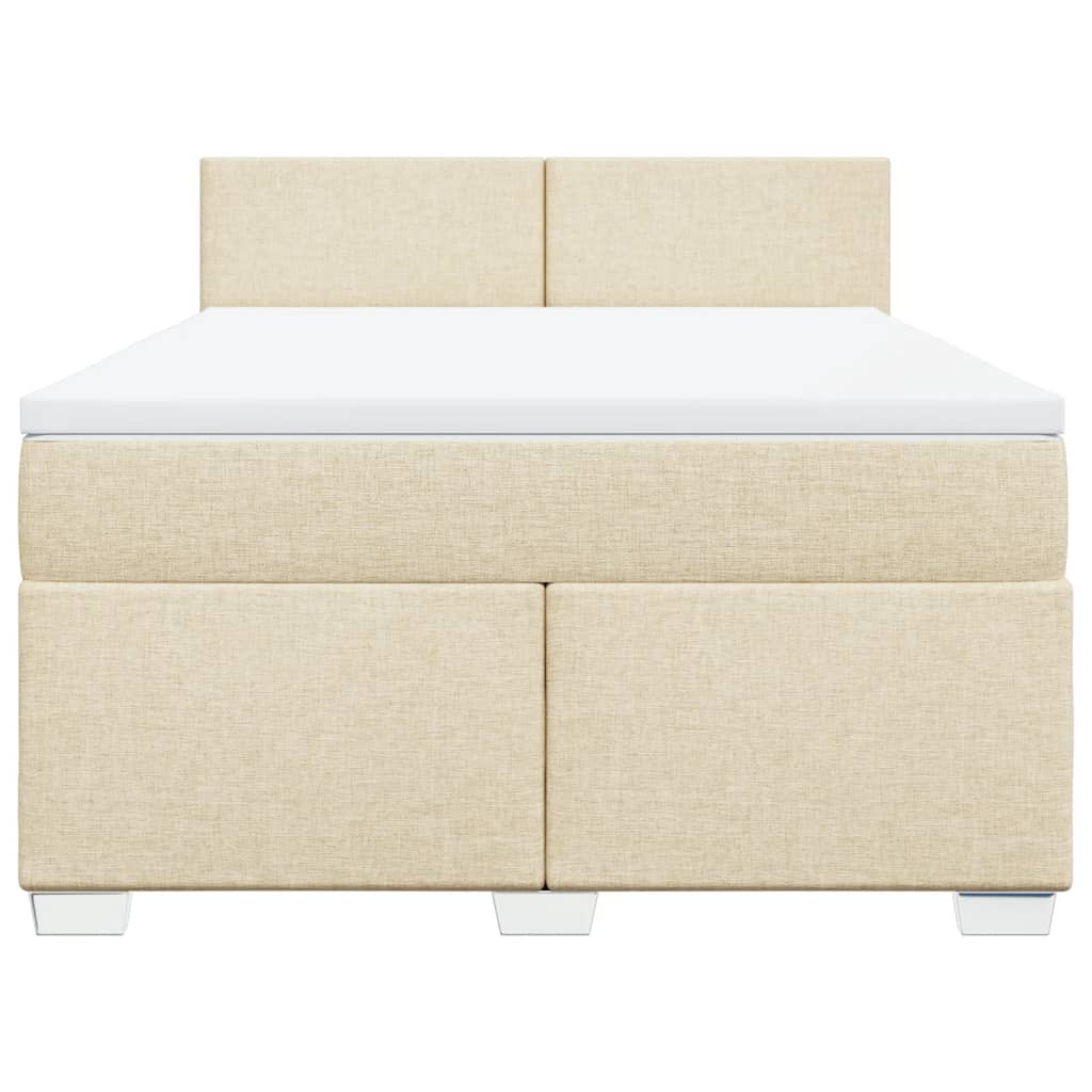 Boxspring met matras stof crèmekleurig 140x200 cm is nu te koop bij PeponiXL, paradijselijk wonen!