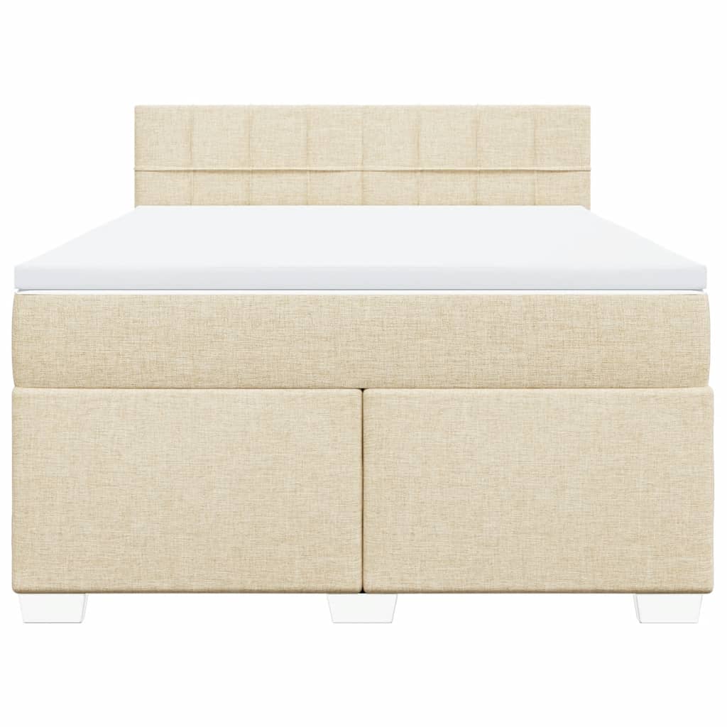 Boxspring met matras stof crèmekleurig 140x200 cm is nu te koop bij PeponiXL, paradijselijk wonen!