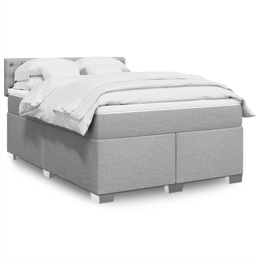 Boxspring met matras stof lichtgrijs 140x200 cm is nu te koop bij PeponiXL, paradijselijk wonen!