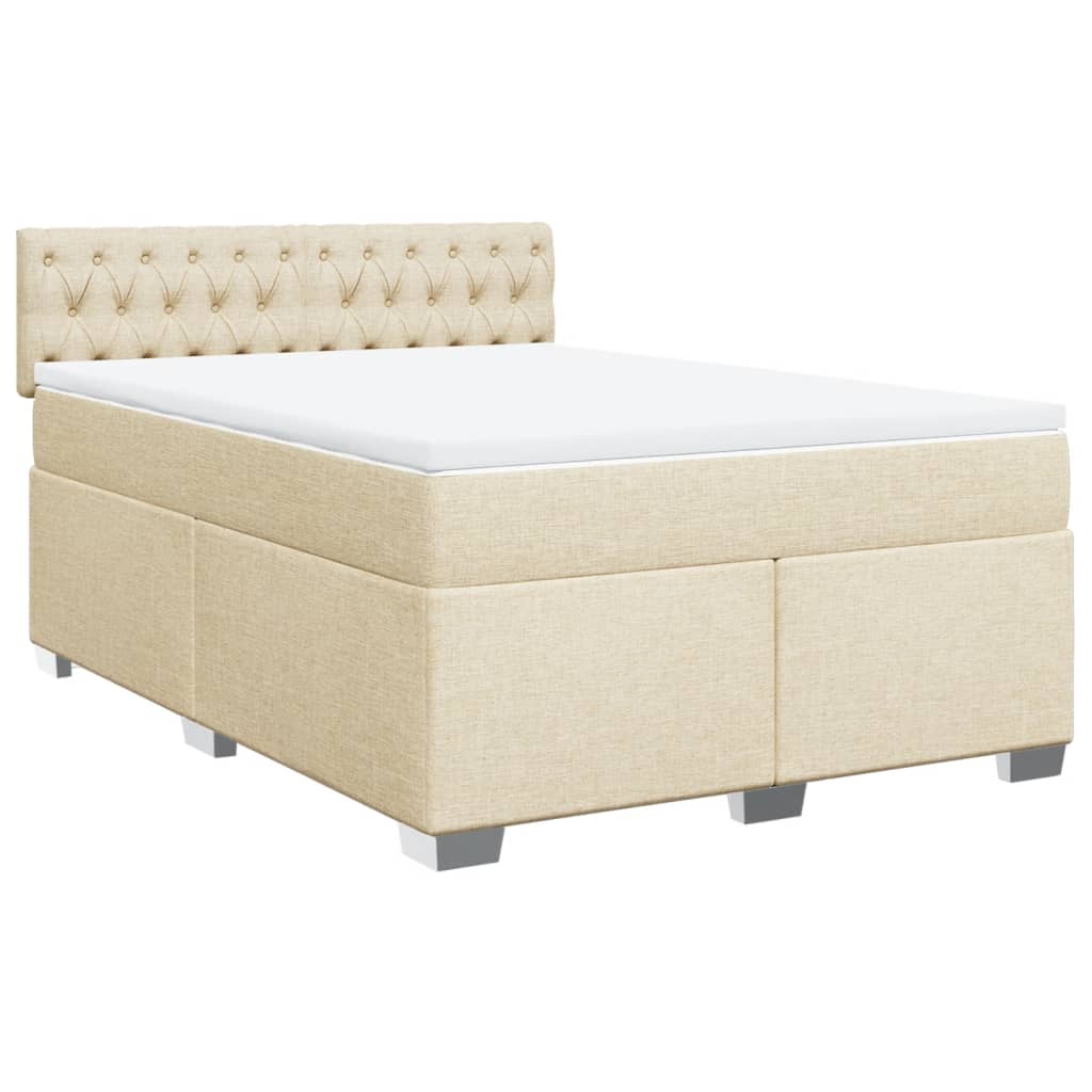 Boxspring met matras stof crèmekleurig 140x200 cm is nu te koop bij PeponiXL, paradijselijk wonen!