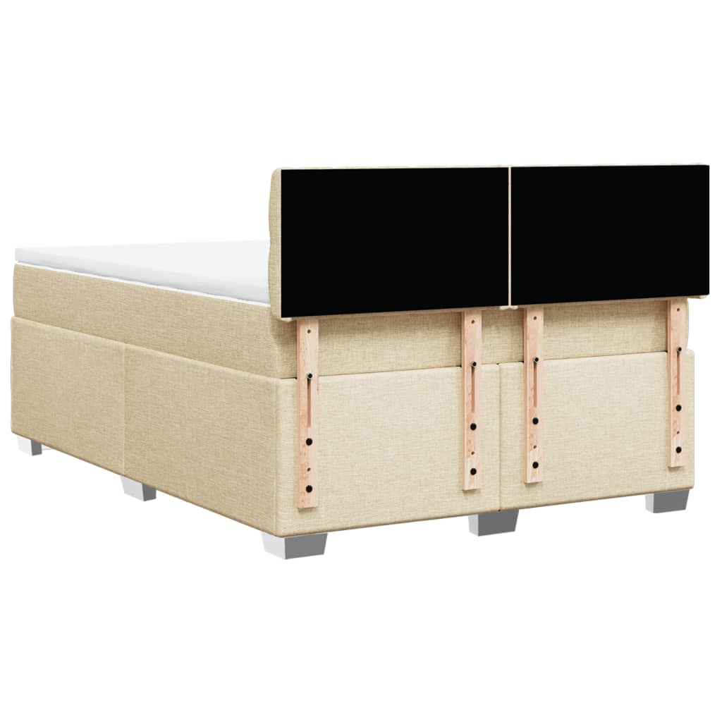 Boxspring met matras stof crèmekleurig 140x200 cm is nu te koop bij PeponiXL, paradijselijk wonen!