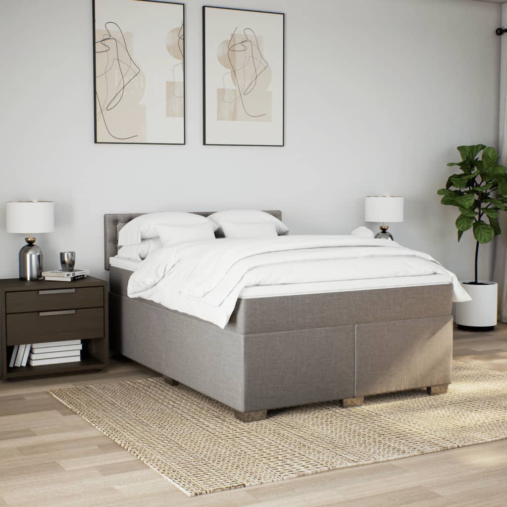 Boxspring met matras stof taupe 140x200 cm is nu te koop bij PeponiXL, paradijselijk wonen!