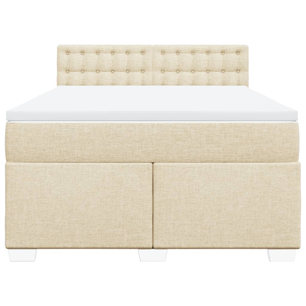 Boxspring met matras stof crèmekleurig 140x200 cm is nu te koop bij PeponiXL, paradijselijk wonen!