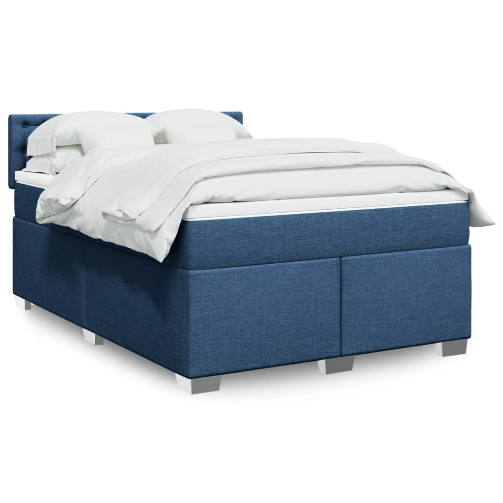 Boxspring met matras stof blauw 140x200 cm is nu te koop bij PeponiXL, paradijselijk wonen!