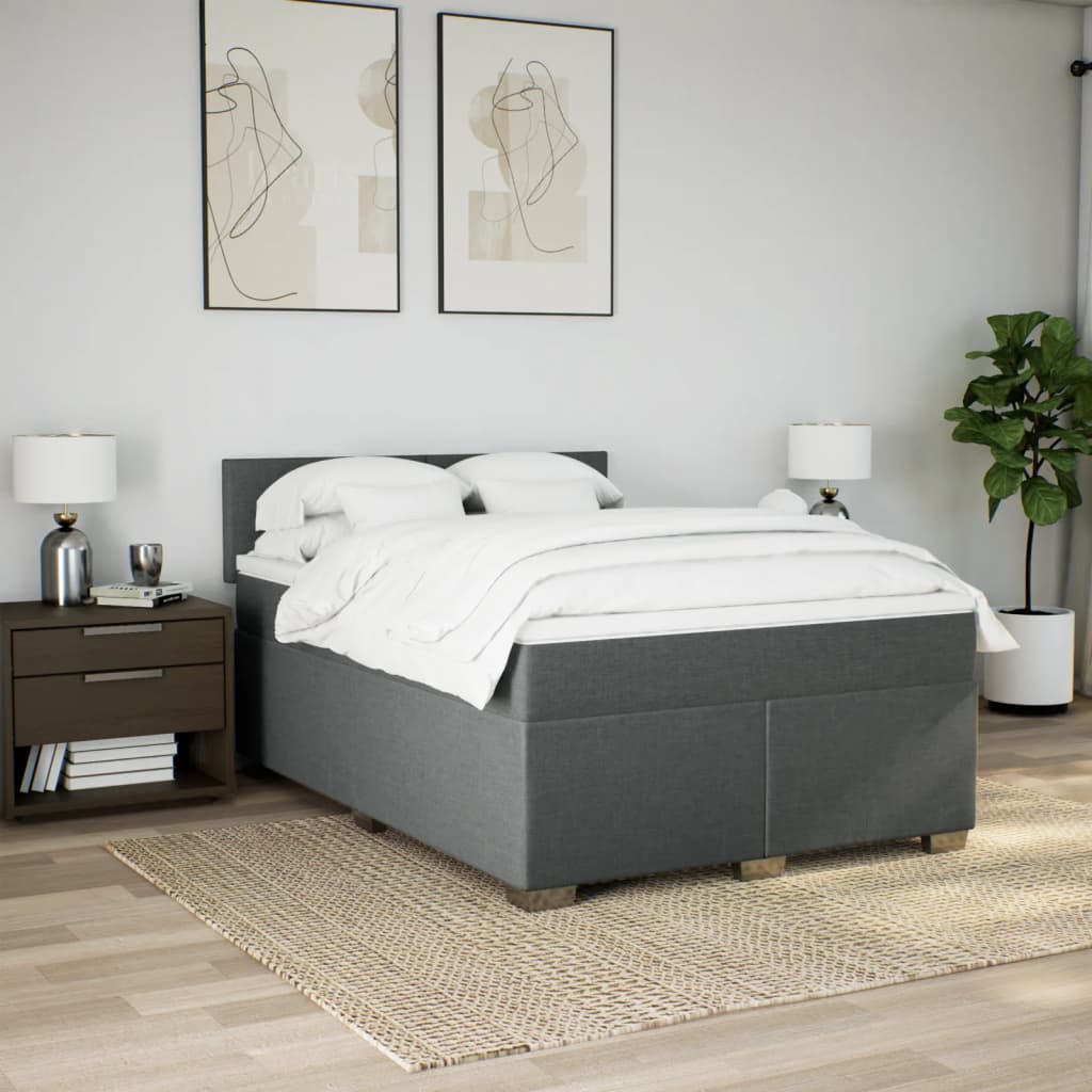 Boxspring met matras stof donkergrijs 160x200 cm is nu te koop bij PeponiXL, paradijselijk wonen!
