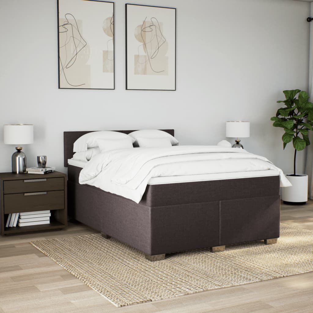 Boxspring met matras stof donkerbruin 160x200 cm is nu te koop bij PeponiXL, paradijselijk wonen!