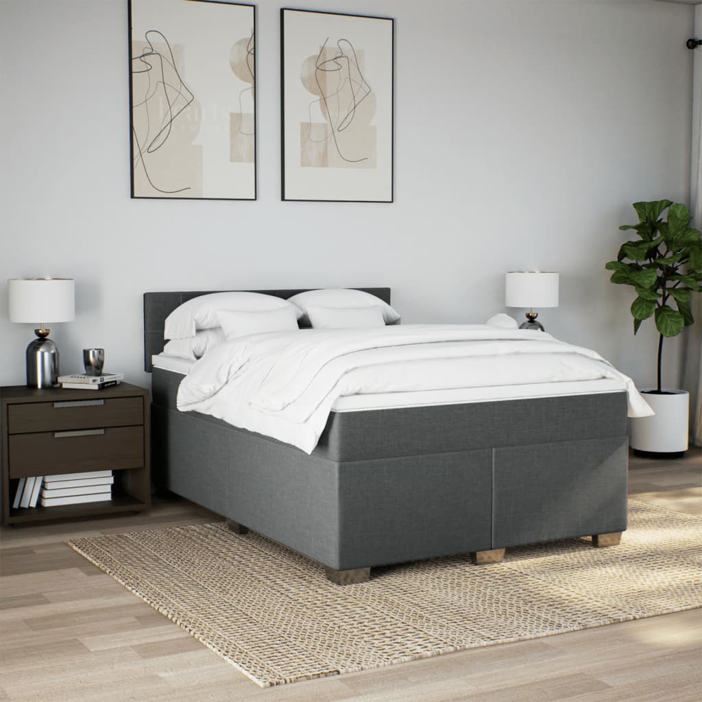 Boxspring met matras stof donkergrijs 160x200 cm is nu te koop bij PeponiXL, paradijselijk wonen!