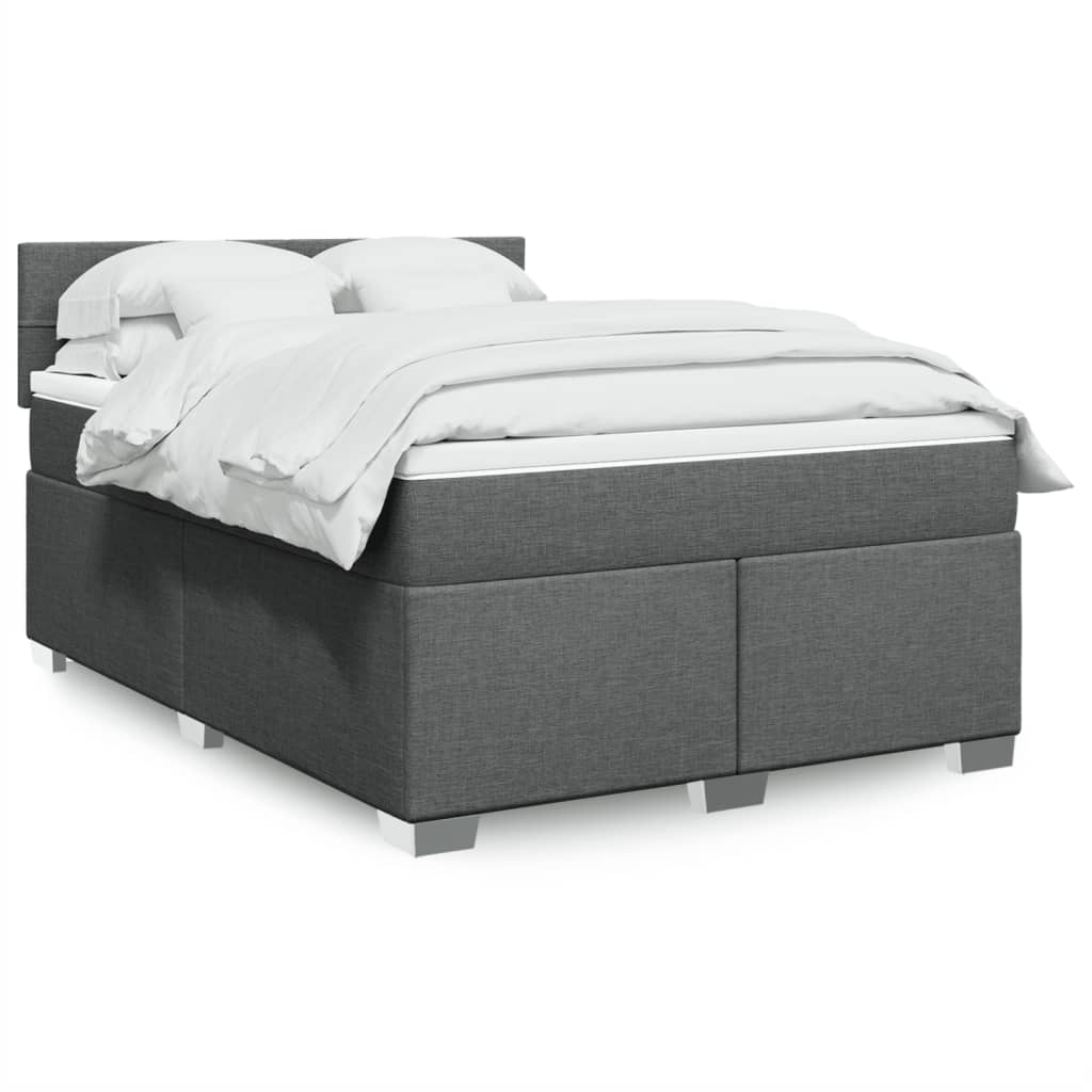 Boxspring met matras stof donkergrijs 160x200 cm is nu te koop bij PeponiXL, paradijselijk wonen!