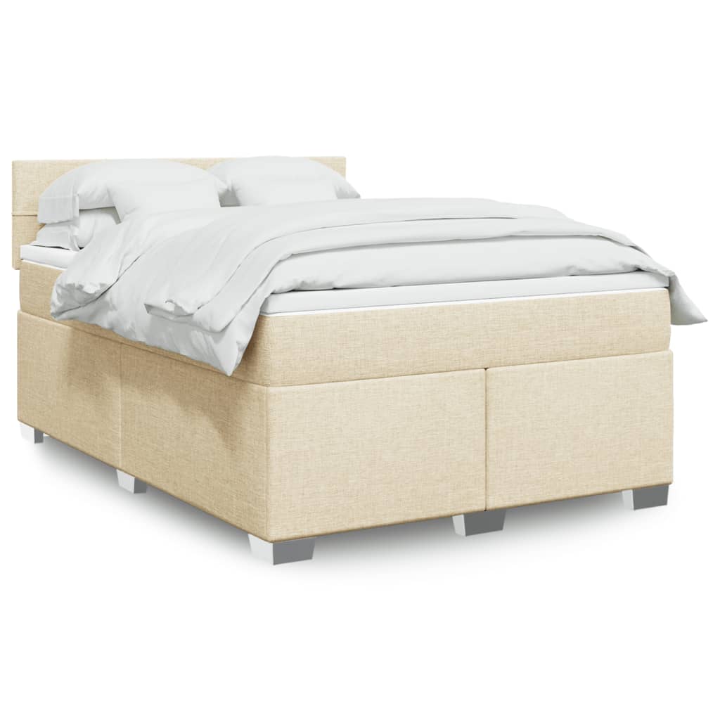 Boxspring met matras stof crèmekleurig 160x200 cm is nu te koop bij PeponiXL, paradijselijk wonen!