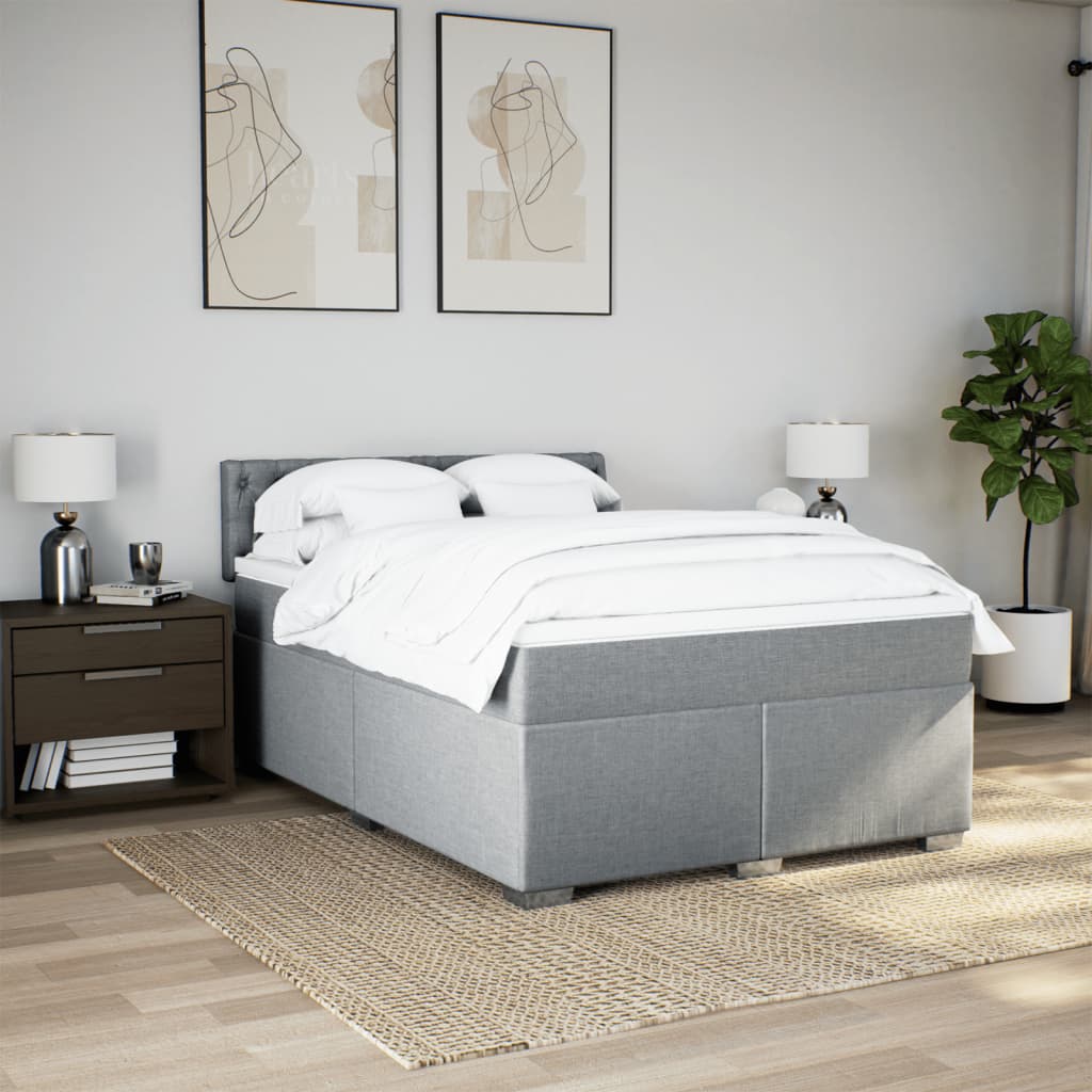 Boxspring met matras stof lichtgrijs 160x200 cm is nu te koop bij PeponiXL, paradijselijk wonen!