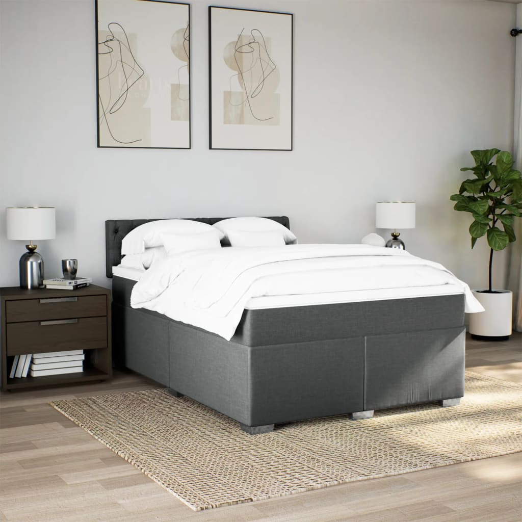 Boxspring met matras stof donkergrijs 160x200 cm is nu te koop bij PeponiXL, paradijselijk wonen!