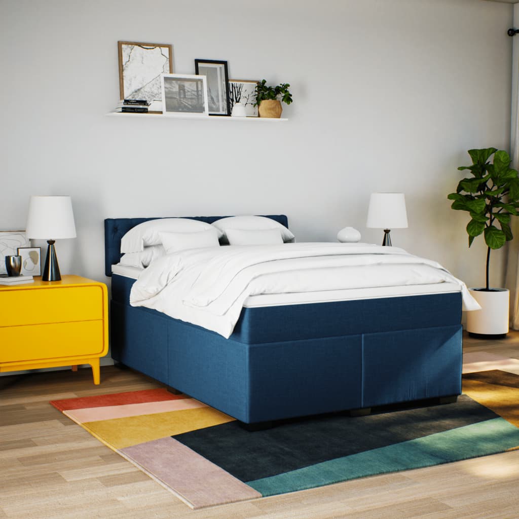 Boxspring met matras stof blauw 160x200 cm is nu te koop bij PeponiXL, paradijselijk wonen!